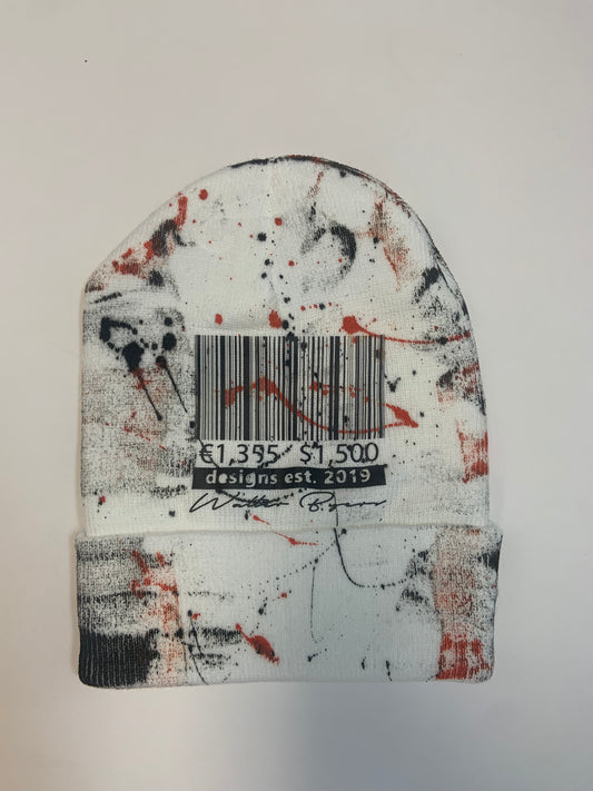 Orange & Black painted beanie ( barcode)