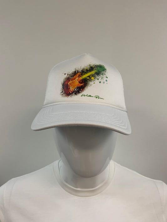 White guitar trucker hat