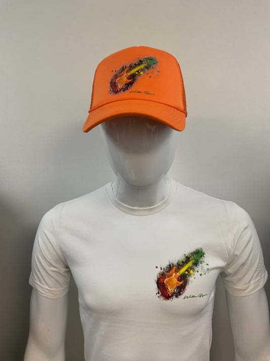 Orange guitar trucker hat